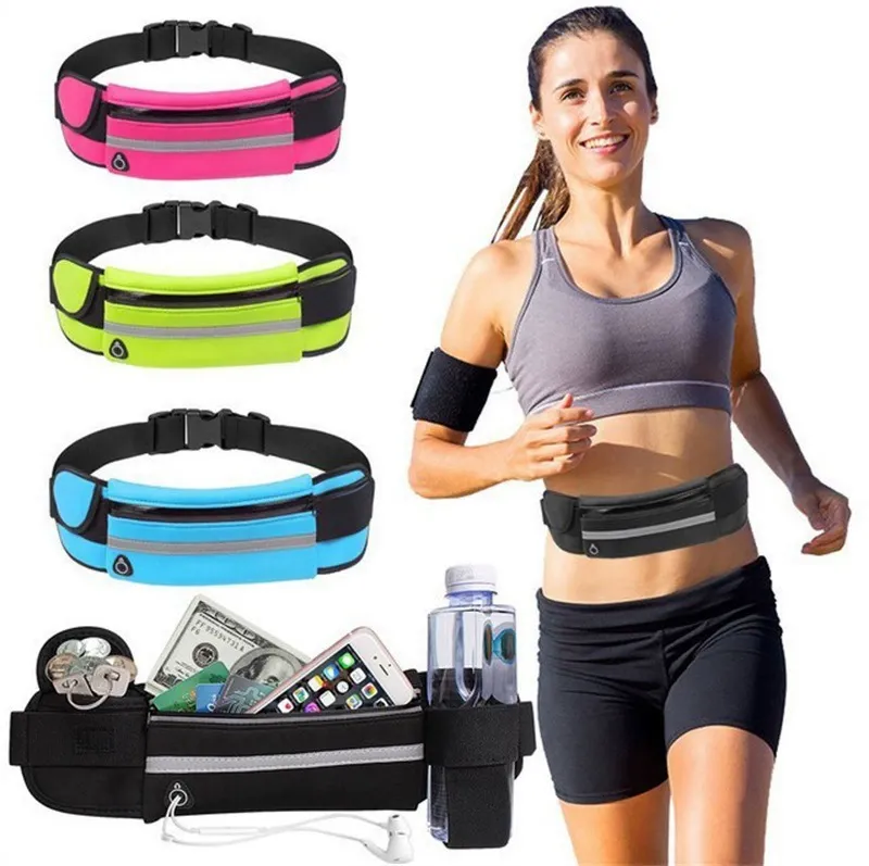 Front view of 600D Oxford reflective hydration waist bag for OEM cycling pack production