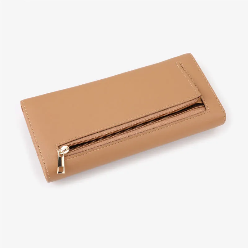 Back zipper pocket detail of custom manufactured long PU wallet