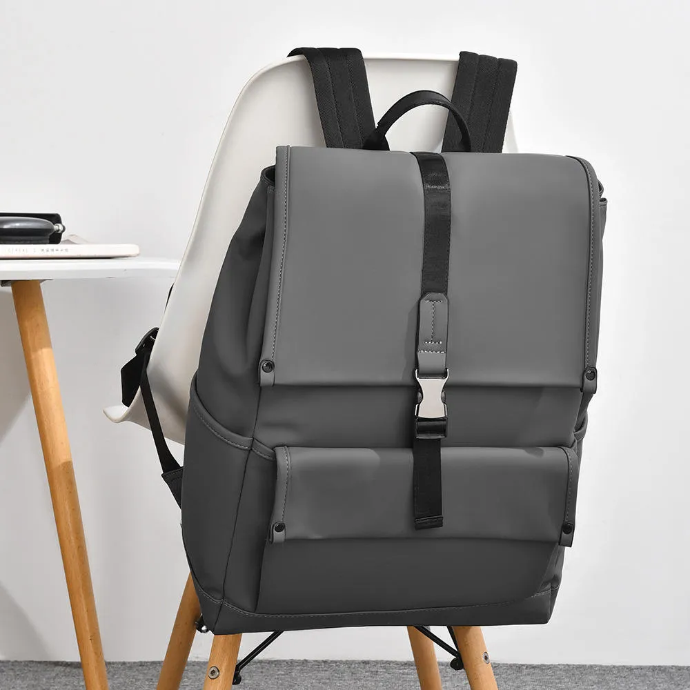 Professional studio shot of a black custom PU daypack