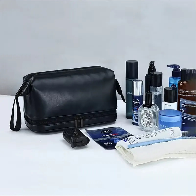 PU travel bag capacity - Spacious interior for toiletries custom manufacturing