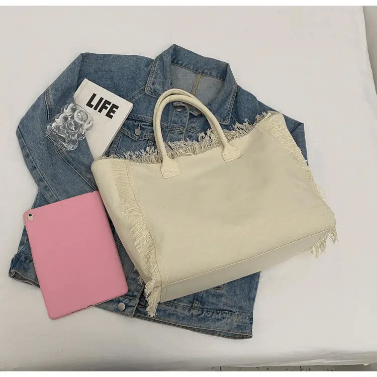 Canvas tote with contents - Manufacturing capacity for OEM orders showing practical functionality