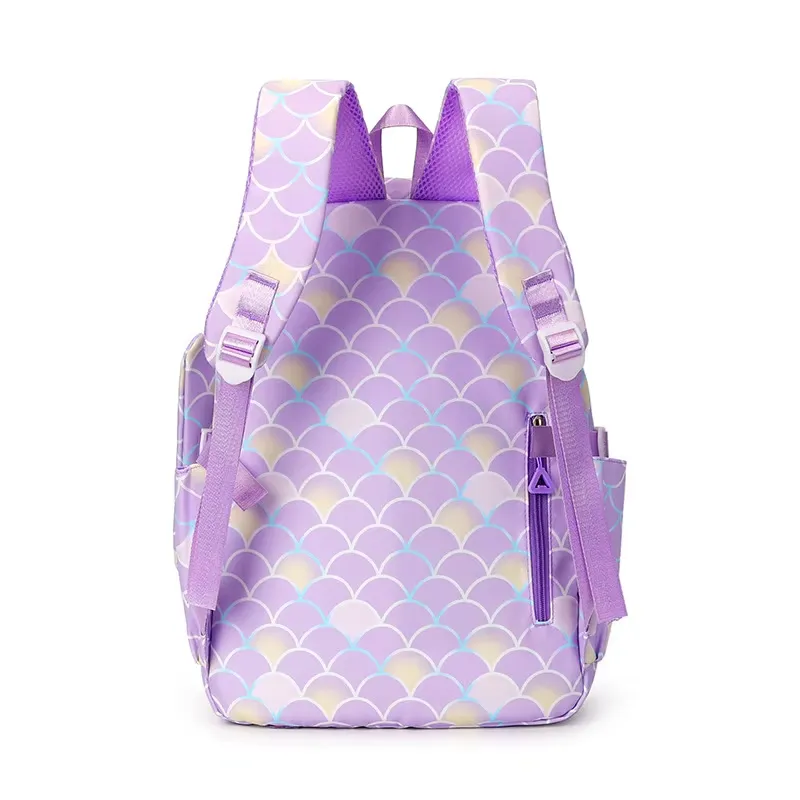 Back view of capybara kids backpack featuring padded shoulder straps and hidden zipper pocket for security