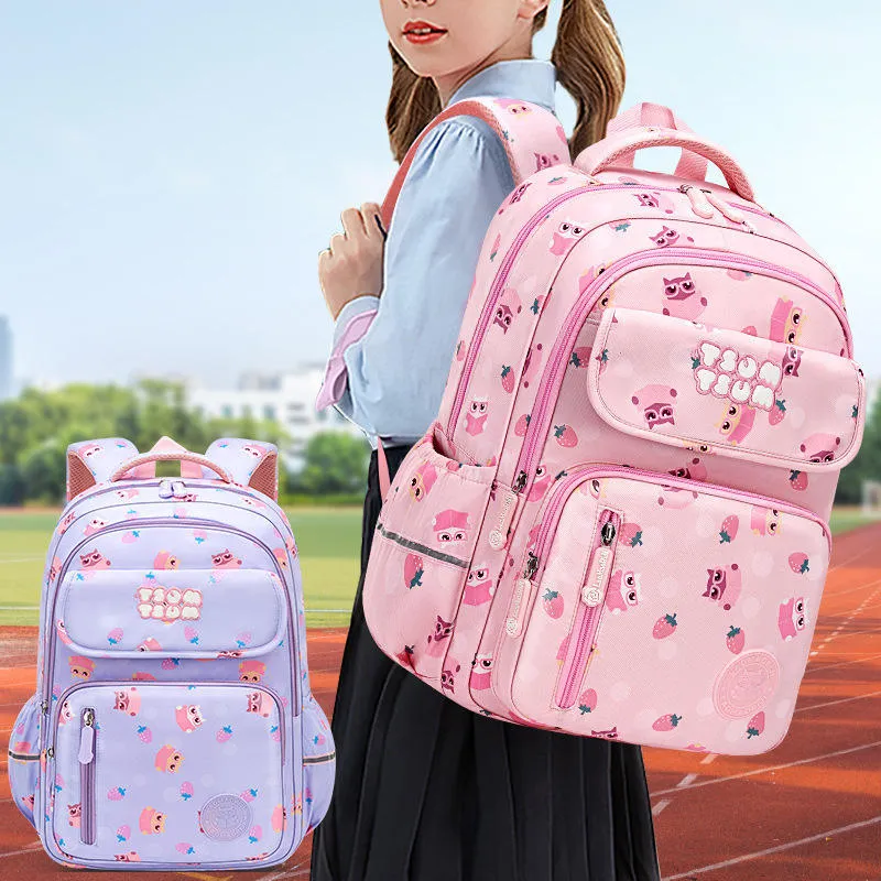Lifestyle view of cartoon backpack in use - practical teen fashion accessory