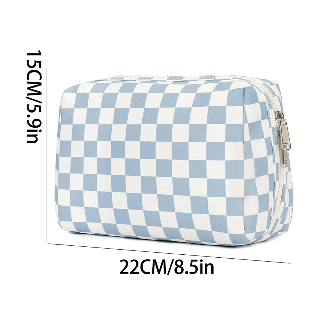 Back view showing straps of Checkerboard Pattern Portable Cosmetic Makeup Bag