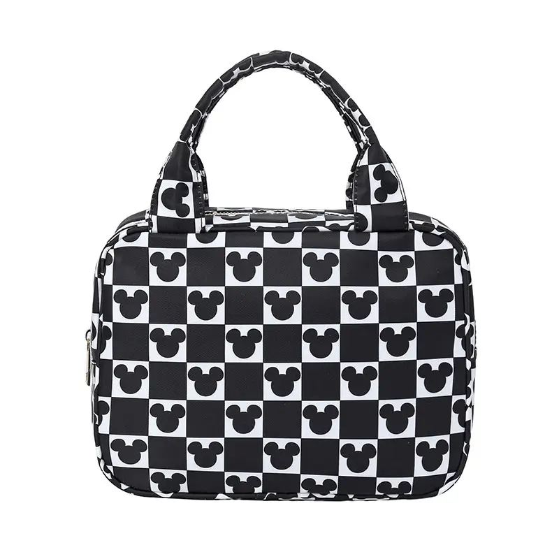 Mickey Mouse checkerboard pattern production - Children's lunch cooler bag factory showing classic character design