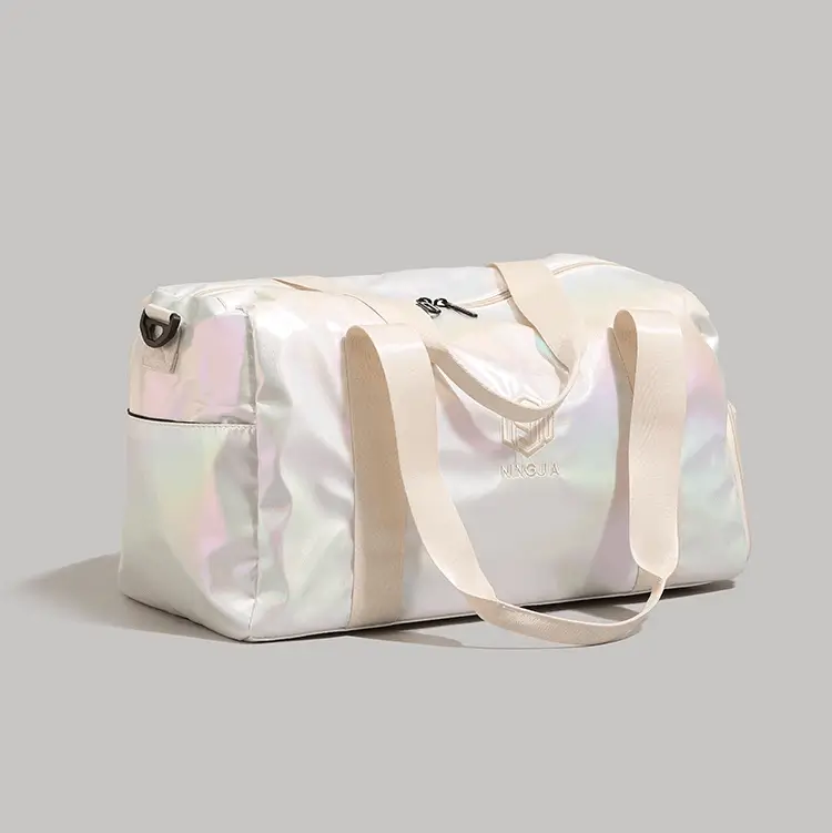 Front design detail - OEM duffel bag production showing sleek appearance and quality construction