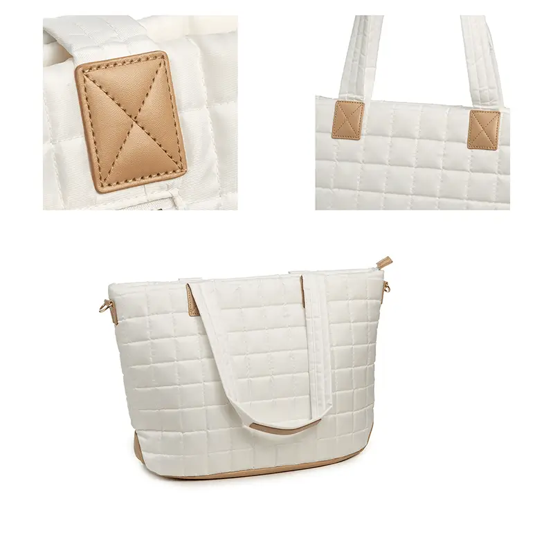 Cotton padded tote with matching pouch - Manufacturing capacity for OEM orders showing complete set