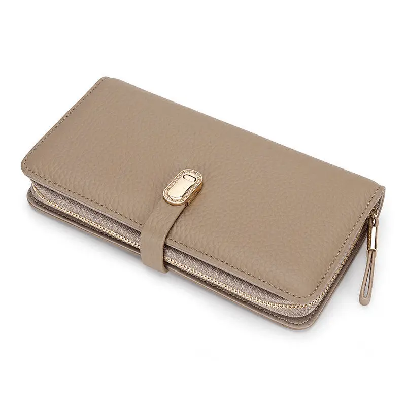 Women's cowhide wallet fully opened - OEM manufacturing precision for wholesale fashion accessories showing versatile design options