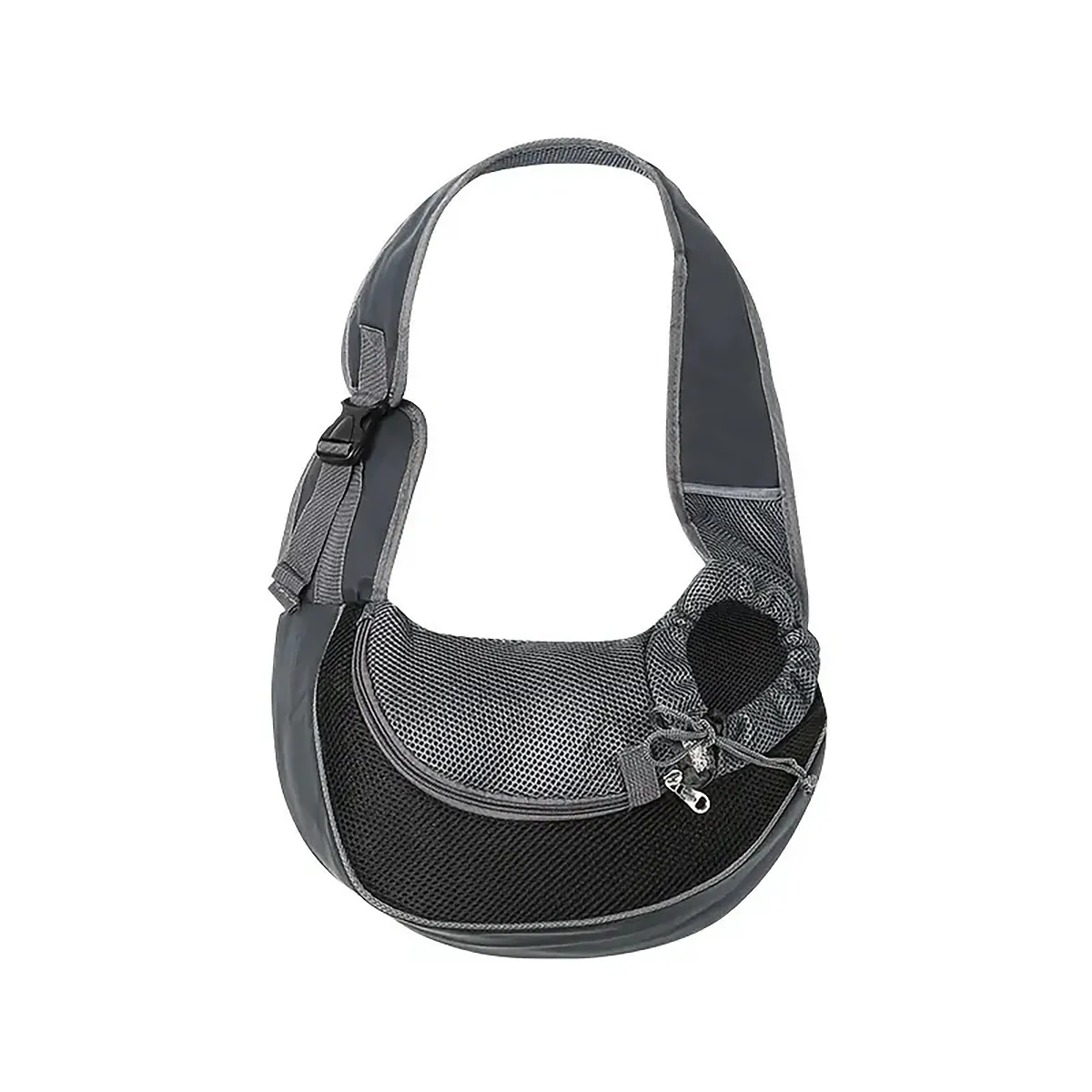 Black pet sling carrier OEM - Professional manufacturing with adjustable straps and secure closures