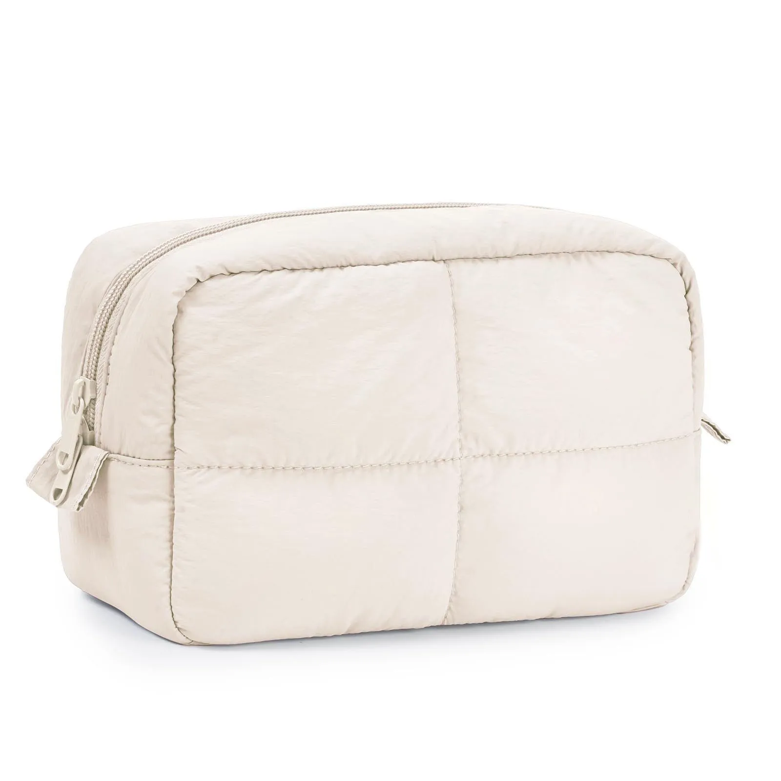 Cream white quilted makeup bag - Bespoke manufacturing with low minimum order quantity options