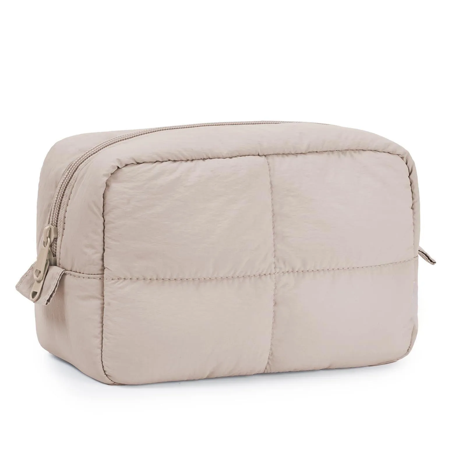 Taupe quilted travel bag - Custom manufacturing with premium polyester fabric and quality zippers