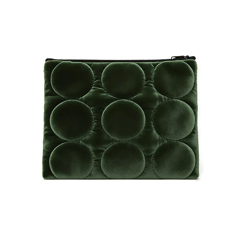 Custom quilted velvet cosmetic bag manufacturer - Variety of velvet pouches in autumn colors with candy patterns