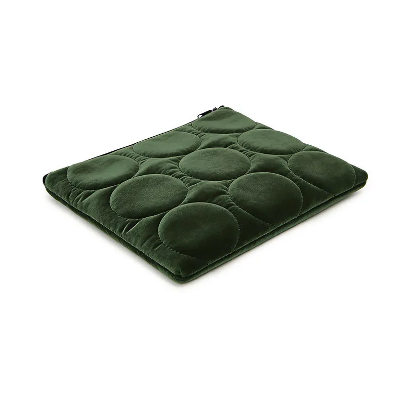 Forest green quilted velvet makeup bag - Premium manufacturing with candy pattern quilting