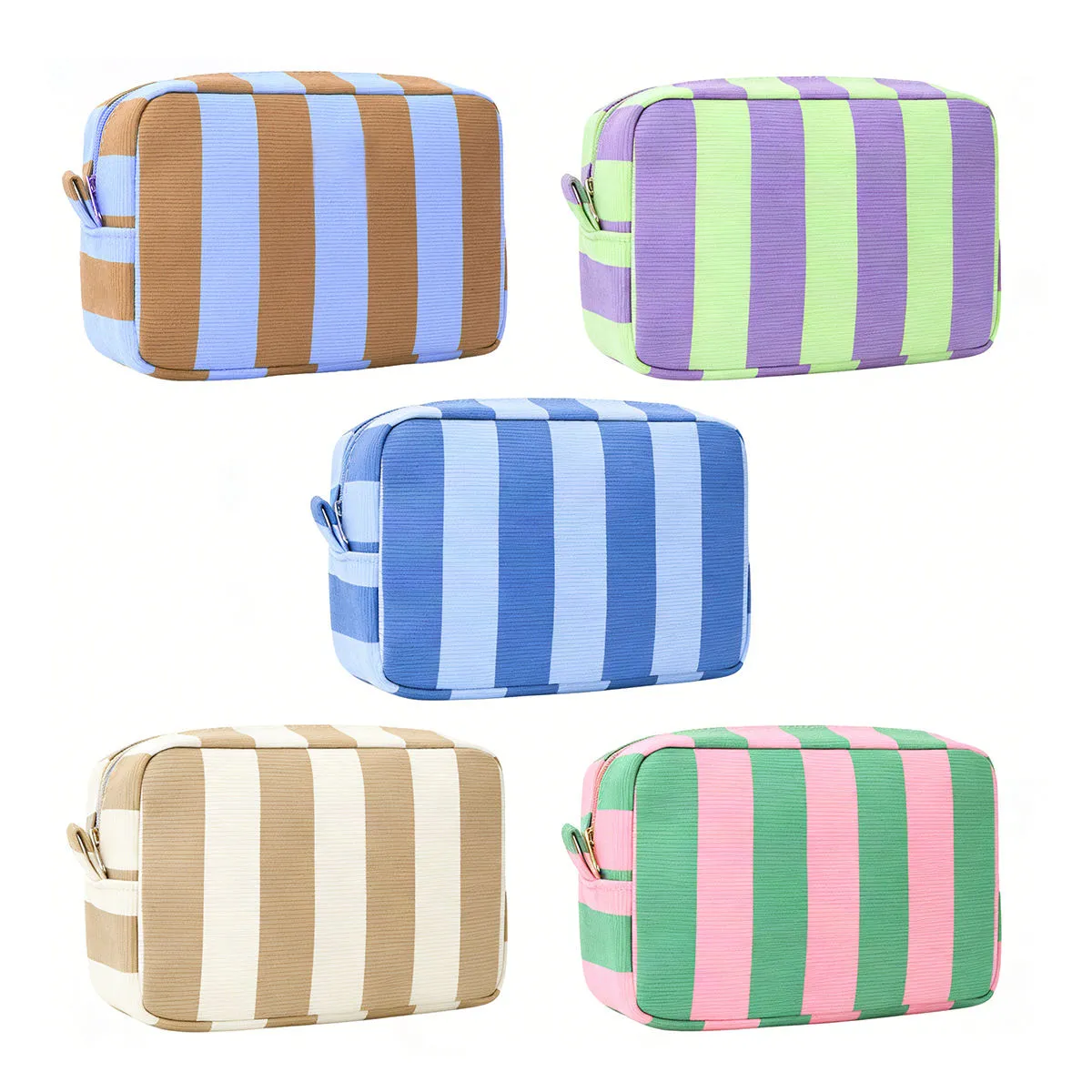 Custom striped towel cosmetic bag manufacturer - Design options for luxury terry cloth makeup pouches with striped patterns