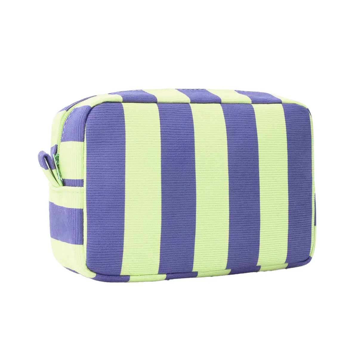 Blue striped towel makeup bag - Private label manufacturing with luxury zippers and premium finishes