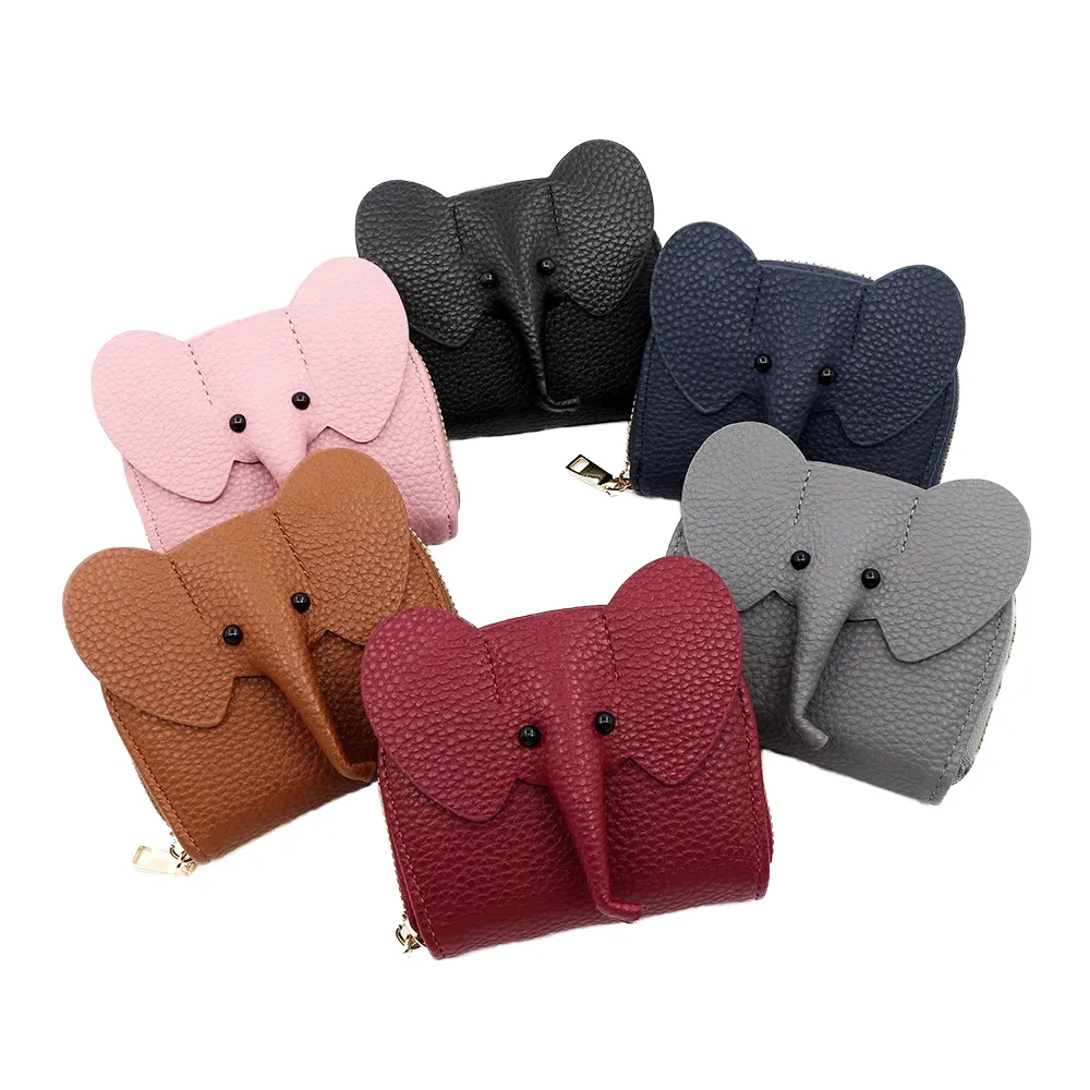 Custom elephant PU wallet set featuring premium diamond-quilt stitching for beauty brands