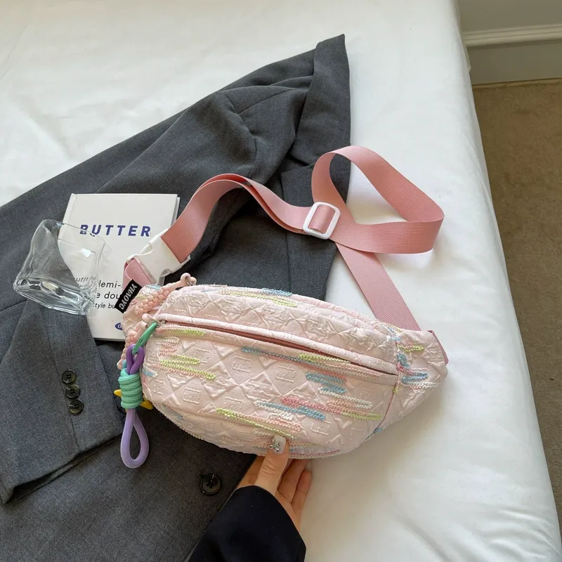 Cute Sweet Style Nylon Chest Pack & Waist Belt Bag front view