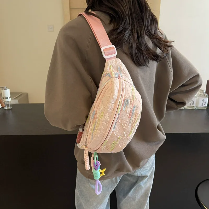Back view showing straps of Cute Sweet Style Nylon Chest Pack & Waist Belt Bag