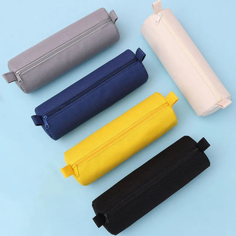 Full color lineup cylindrical bag set - Complete collection for custom manufacturing showing production consistency