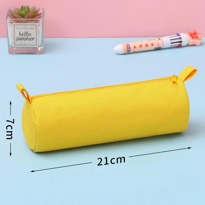 Yellow cylindrical bag dimensions - Compact size 21cm × 7cm for OEM orders showing manufacturing precision