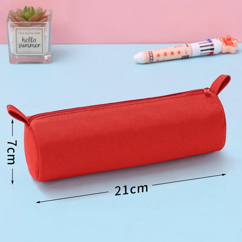 Red cylindrical Oxford cloth bag - Custom color option demonstration for promotional manufacturing