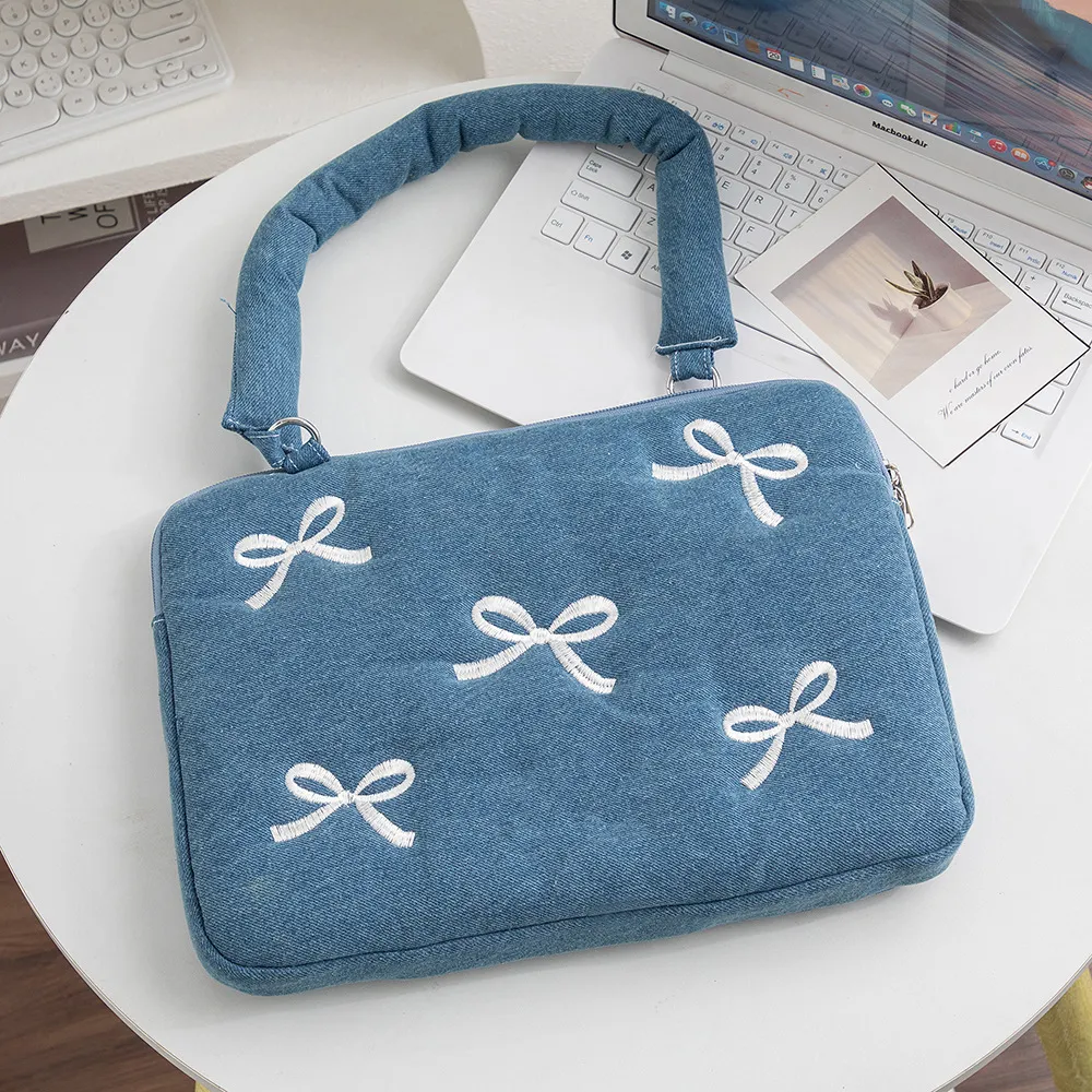 Western vintage geometric pattern on denim laptop hand-carry briefcase