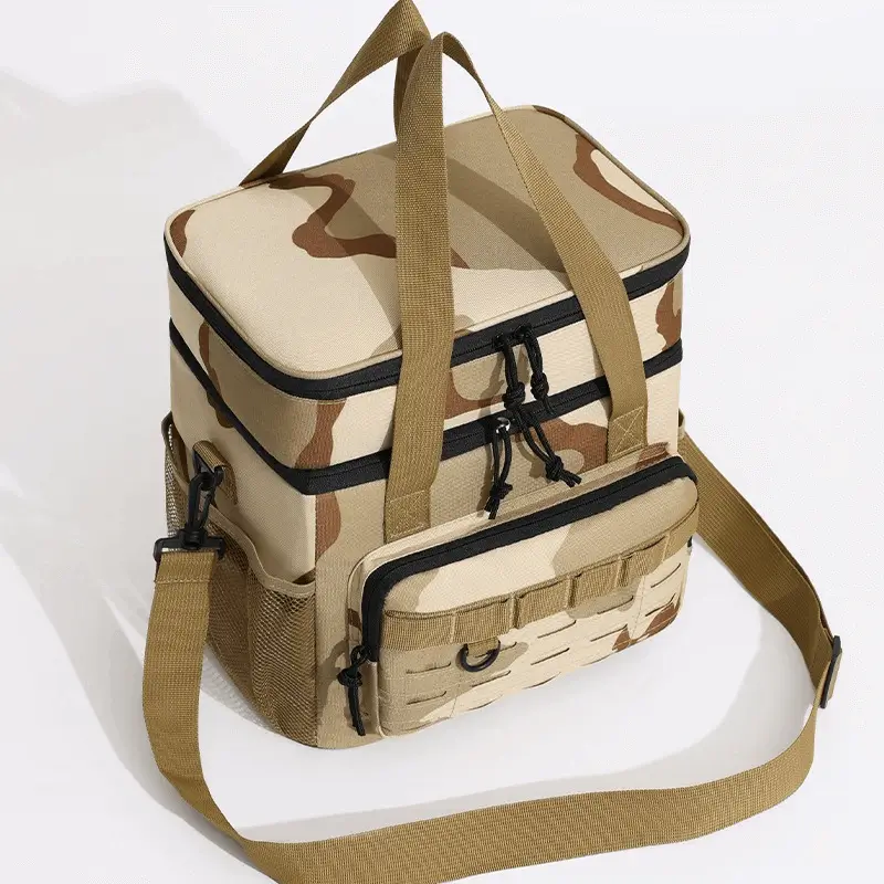 Double layer insulated cooler bag with desert camouflage and MOLLE system - professional OEM manufacturer of tactical outdoor gear