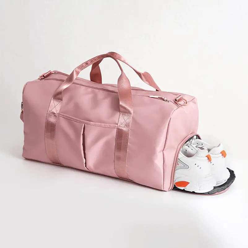 Shoe compartment interior - Custom gym bag manufacturer showing dedicated storage for footwear hygiene