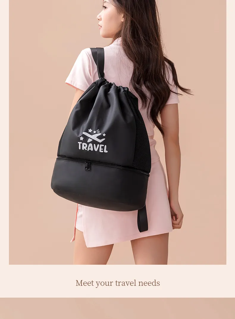 Back view showing straps of Bulk Waterproof Swimming Backpack with Shoe Compartment
