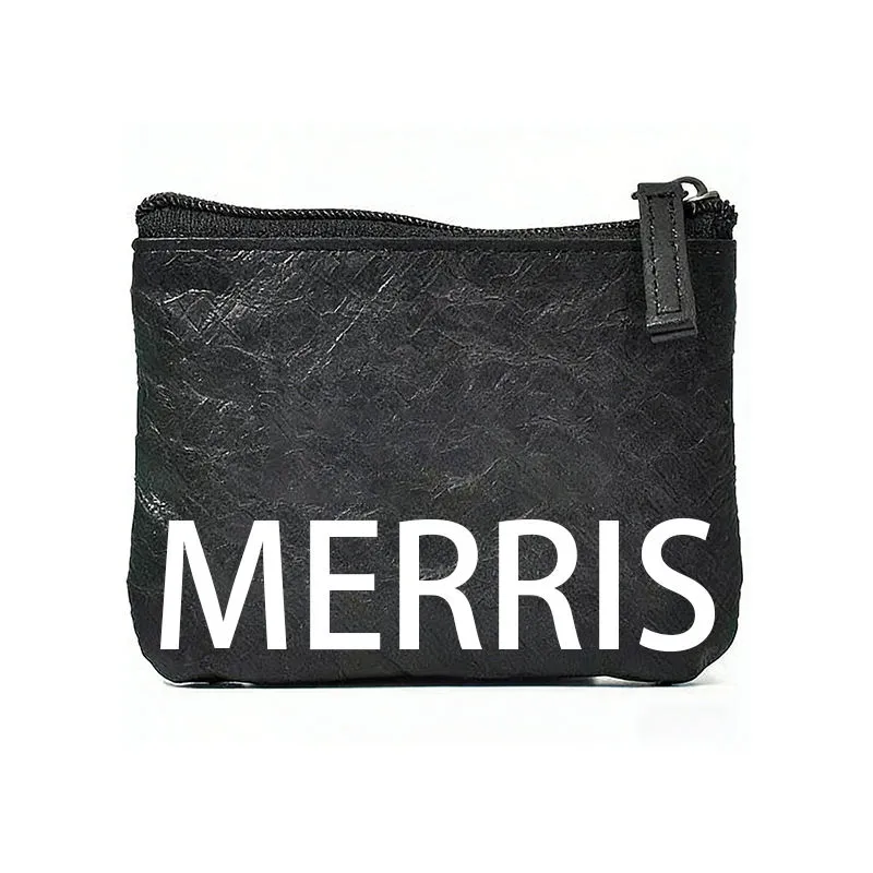 Tyvek cosmetic bag manufacturer - Black Tyvek makeup bag with printed logo design for custom OEM production