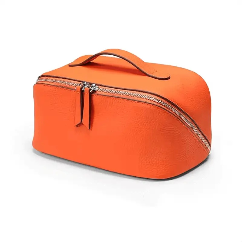 Luxe cowhide leather cosmetic bag manufacturer China - Bespoke Grain