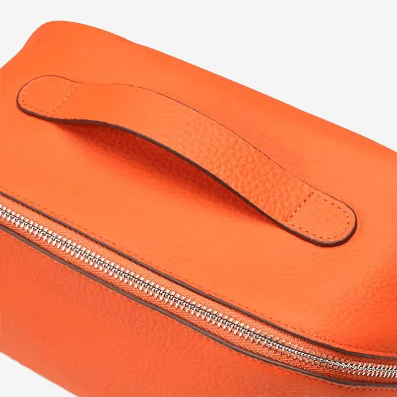 Leather cosmetic bag handle - Top carrying handle design for OEM orders