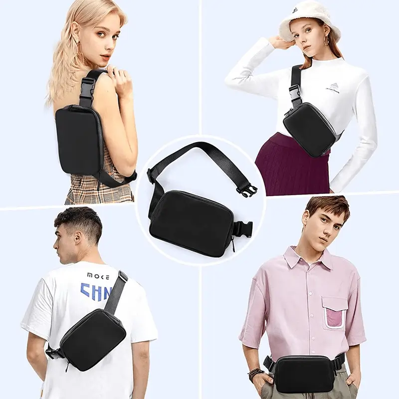 Fanny pack front view - OEM manufacturing precision for wholesale accessories showing versatile wearing styles