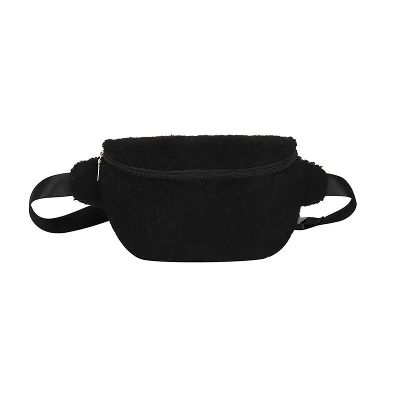 Faux fur waist bag interior view - Manufacturing capacity for OEM orders showing premium fur design