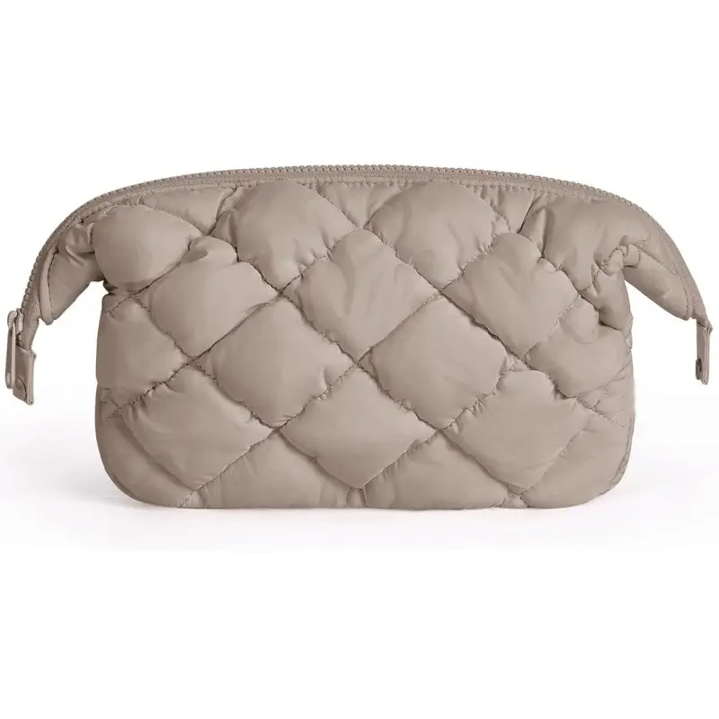 Wholesale fluffy quilted cosmetic bag for beauty brand OEM