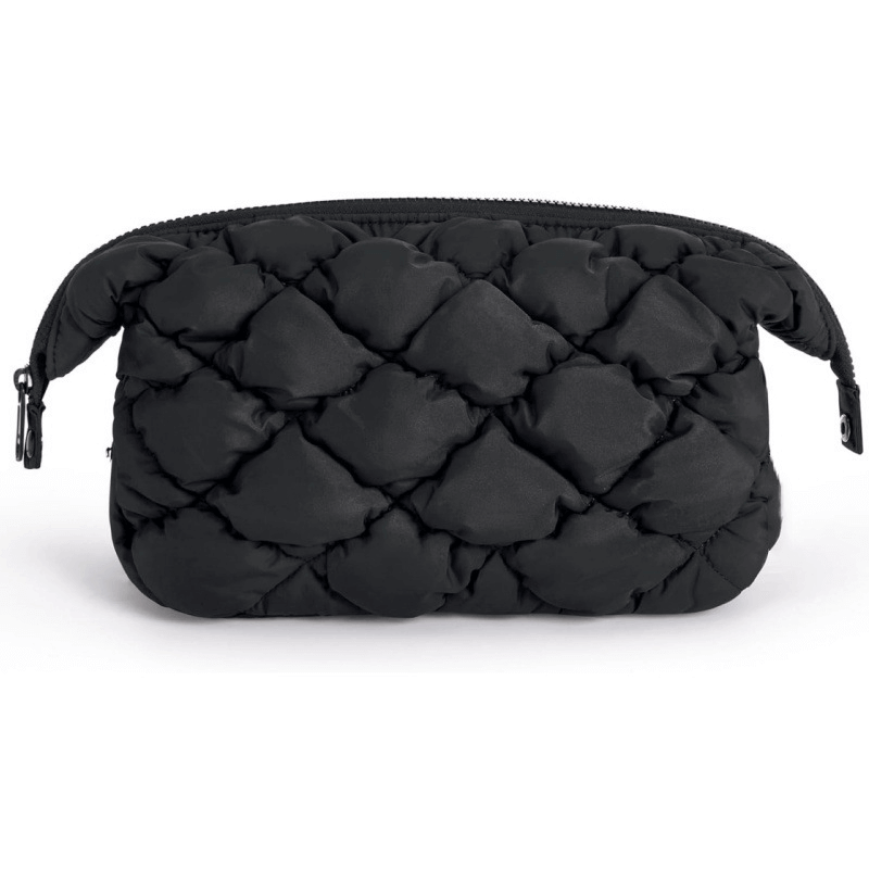 Fluffy cosmetic bag angled view - Soft texture for wholesale