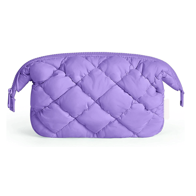 Fluffy cosmetic bag close view - Quilted pattern for OEM orders