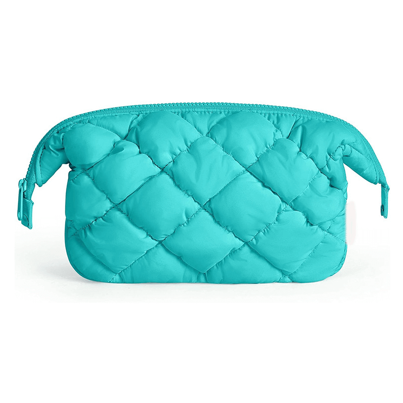 Fluffy cosmetic bag compact view - Space-efficient design for wholesale