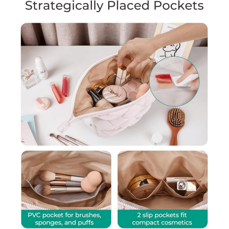 Fluffy cosmetic bag angled view - Soft texture for wholesale