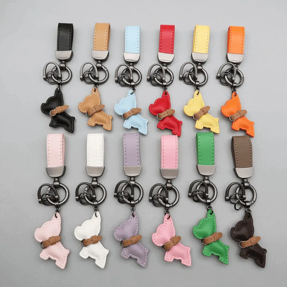 Multi-color French Bulldog keychain collection - Vibrant options demonstrating manufacturing consistency and quality standards