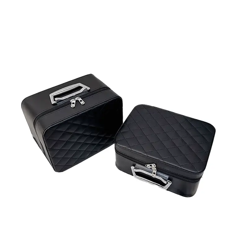 Side view PU cosmetic bag - Rain silk texture and structured silhouette for custom manufacturing