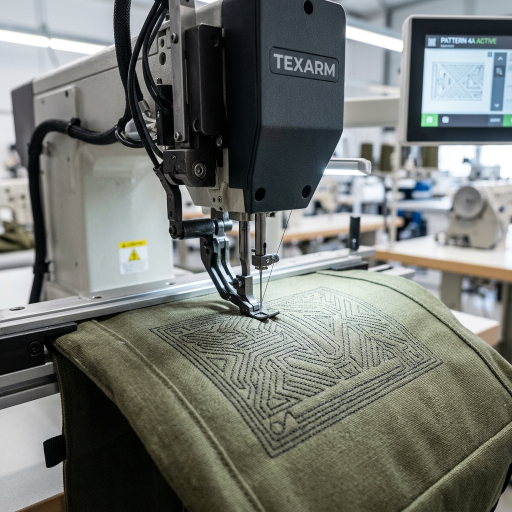 Automatic stitching line in China luggage factory