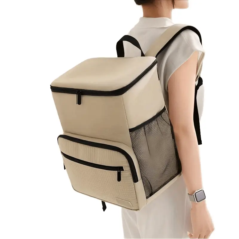 Imperial Cuisine cooler backpack with beige ergonomic design - professional OEM manufacturer of insulated food delivery bags