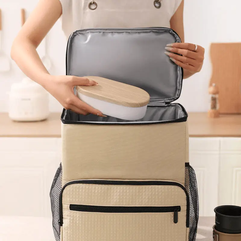 Bento box compatibility demonstration - custom insulated lunch backpack manufacturing