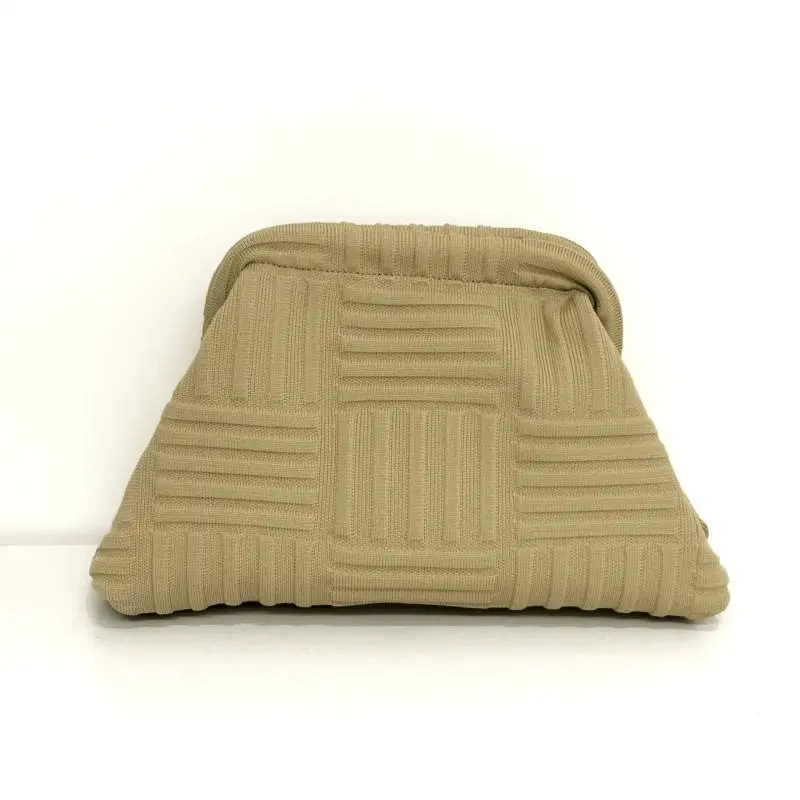 Front view of knitted handbag - Textured stitching for custom fashion manufacturing