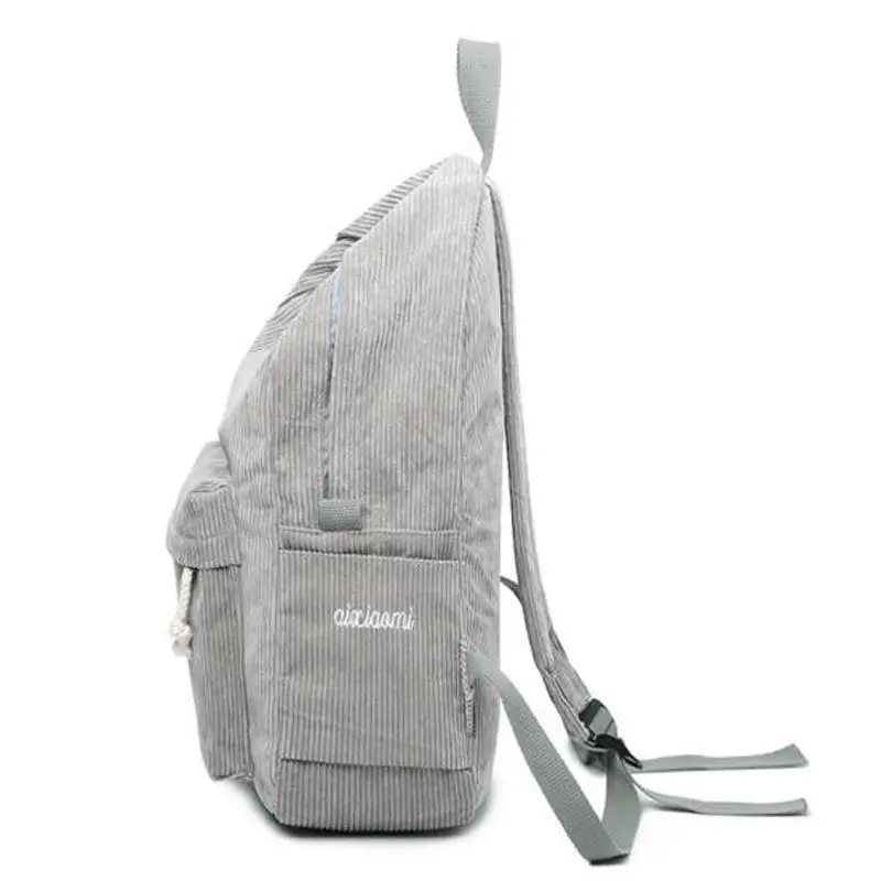 Side view with embroidered pocket - custom women's backpack manufacturing