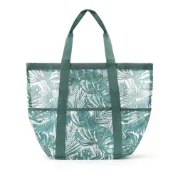 Side view of Large Capacity Mesh Beach Tote Bag with Multiple Pockets