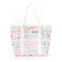 Quality buckle details of Large Capacity Mesh Beach Tote Bag with Multiple Pockets