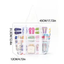 Back view showing straps of Large Capacity Mesh Beach Tote Bag with Multiple Pockets