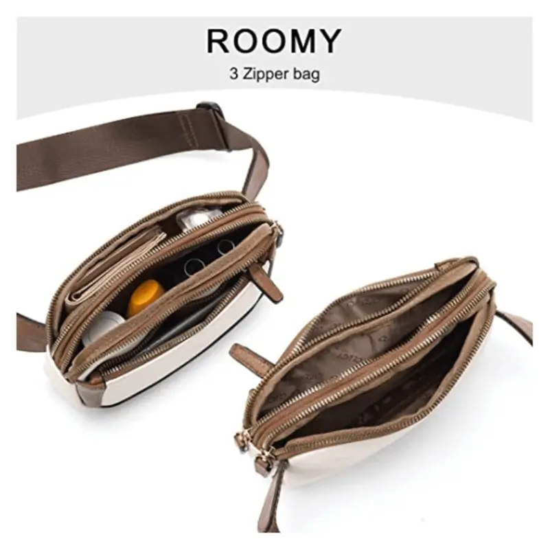 Leather fanny pack alternative view - Manufacturing precision for wholesale luxury accessory factory showing multi-compartment design